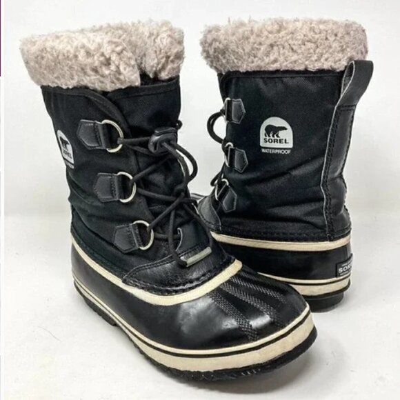 Sorel Black Yoot Pac Waterproof Nylon and Rubber Winter Boots - Size 5 - Picture 2 of 10